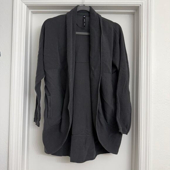 Kuhl Geneva Long Open Front Cardigan Dark Gray Sz M Casual Comfort Minimalist - Picture 2 of 8